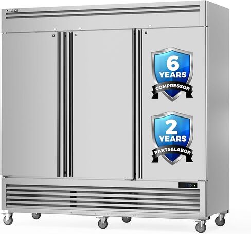 Coolski 3 Door Commercial Refrigerator 82"W 72 Cu.ft Reach-in Stainless Steel Upright Commercial Refrigerator for Restuarant, Bar, Shop, Garage in Kuwait