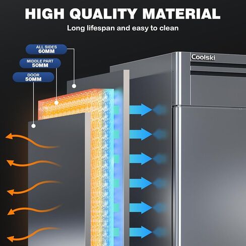 Coolski 3 Door Commercial Refrigerator 82"W 72 Cu.ft Reach-in Stainless Steel Upright Commercial Refrigerator for Restuarant, Bar, Shop, Garage in Kuwait
