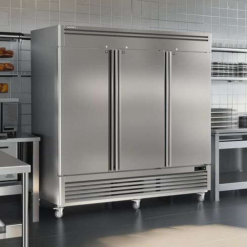 Coolski 3 Door Commercial Refrigerator 82"W 72 Cu.ft Reach-in Stainless Steel Upright Commercial Refrigerator for Restuarant, Bar, Shop, Garage in Kuwait