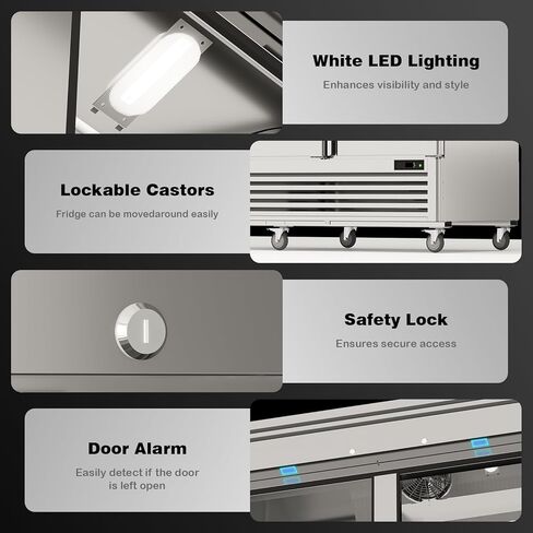 Coolski 3 Door Commercial Refrigerator 82"W 72 Cu.ft Reach-in Stainless Steel Upright Commercial Refrigerator for Restuarant, Bar, Shop, Garage in Kuwait