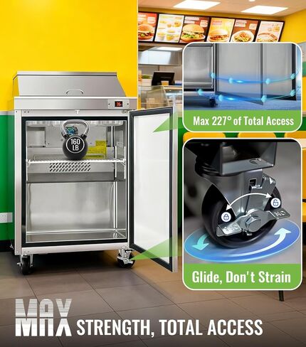 29" W Commercial Refrigerators Sandwich Salad Prep Table, 8.6 Cu.Ft Stainless Steel Food Prep Fridge with 8 Pans, Adjustable Shelves, Auto Defrost, Good Choice for Poke Bowl Shops, Delis, Food Truck in Saudi Arabia