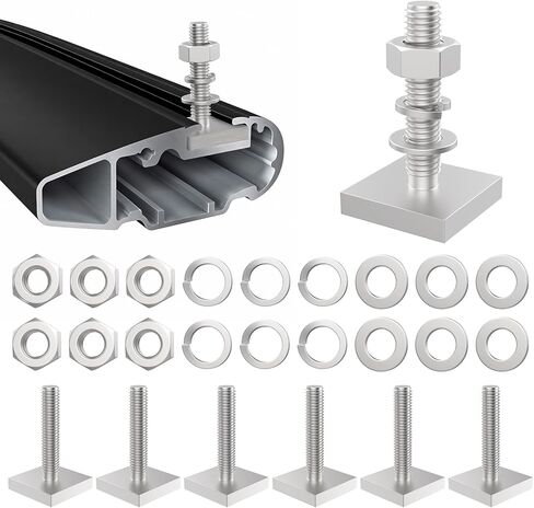 6 Pack T Slot Bolts for Roof Rack Cross Bars | M6x30mm Stainless Steel Square Track Adapters | 4mm Thick | Easy-Fit in Kuwait