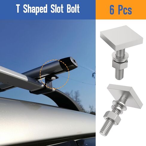 6 Pack T Slot Bolts for Roof Rack Cross Bars | M6x30mm Stainless Steel Square Track Adapters | 4mm Thick | Easy-Fit in Kuwait