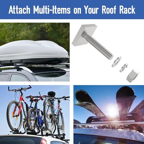 6 Pack T Slot Bolts for Roof Rack Cross Bars | M6x30mm Stainless Steel Square Track Adapters | 4mm Thick | Easy-Fit in Kuwait