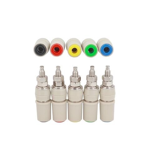 10Pcs 4mm Brass M5 Type High Current Banana Female Jack Panel Socket Test Binding Post(Green) in Saudi Arabia