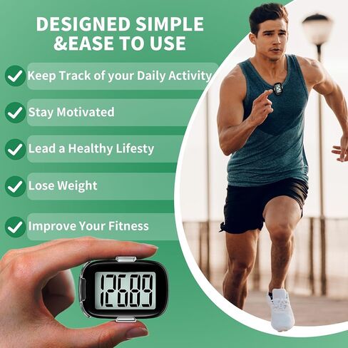 عداد الخطى للمشي البسيط ثلاثي الأبعاد مع مشبك وحبل، متتبع اللياقة البدنية للأنشطة بدون هاتف ذكي، متتبع دقيق للخطوات للنساء والرجال وكبار السن in Kuwait