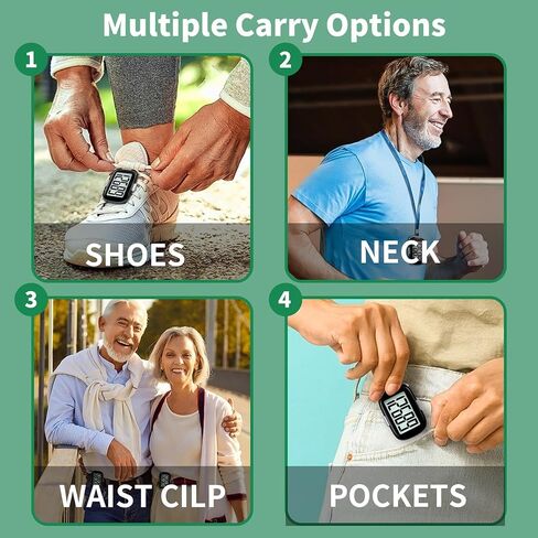 عداد الخطى للمشي البسيط ثلاثي الأبعاد مع مشبك وحبل، متتبع اللياقة البدنية للأنشطة بدون هاتف ذكي، متتبع دقيق للخطوات للنساء والرجال وكبار السن in Kuwait