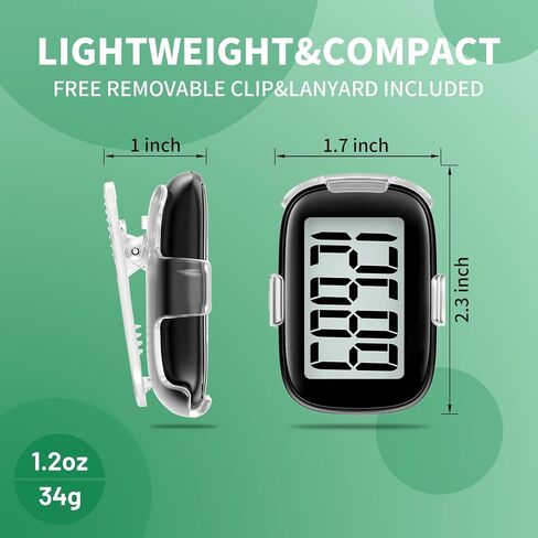 عداد الخطى للمشي البسيط ثلاثي الأبعاد مع مشبك وحبل، متتبع اللياقة البدنية للأنشطة بدون هاتف ذكي، متتبع دقيق للخطوات للنساء والرجال وكبار السن in Kuwait