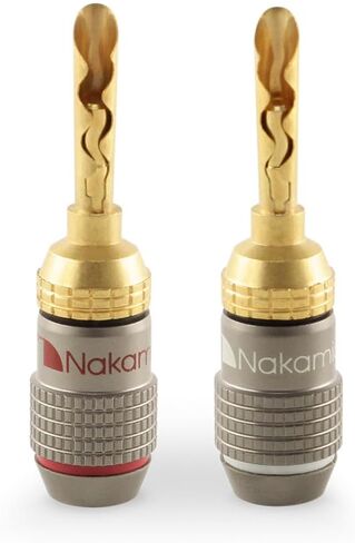 Nakamichi FanLock Excel Series 24k Gold Plated BFA Banana Plug 10 AWG - 18 AWG Gauge Size 4mm for Speakers Amplifier Hi-Fi Stereo Home Theatre Radio Audio Wire Cable Quick Connector, 4 Pcs (2-Pairs) in Kuwait