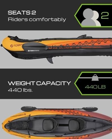 Tobin Sports Wavebreak Inflatable 2-Person Kayak - Complete with Pump and Patch kit in Saudi Arabia