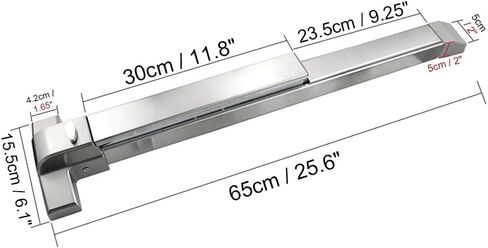 جهاز خروج الذعر بقضيب الدفع، قفل باب قضبان الذعر التجارية من الفولاذ المقاوم للصدأ لأبواب الخروج في حالات الطوارئ، شريط تحذير عالي مع مفاتيح وإنذار مناسب لعرض الباب 26 بوصة للمعادن D (الحجم: 25.6 بوصة، اللون: منبه) in Saudi Arabia
