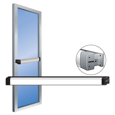 جهاز خروج الذعر من Pacific Doorware - نوع حافة ضيقة Stile 8800 مشابه لسلسلة Adams Rite 8800. ألومنيوم مع عجلة على شكل نجمة سداسية نصف دورة، متوسطة التحمل، مقاس باب 36 بوصة in Kuwait