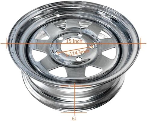 15 Inch 6J Chromed Spoke Trailer Rim 5-114.3 Bolt Pattern Compatible With Caravan Boat RV in Saudi Arabia