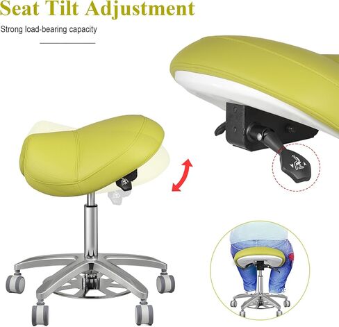 Dental Medical Adjustable Doctor Saddle Chair Enlarge & Widen Seat Cushion Foot Control Green in Kuwait