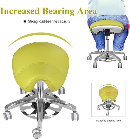 Dental Medical Adjustable Doctor Saddle Chair Enlarge & Widen Seat Cushion Foot Control Green in Kuwait