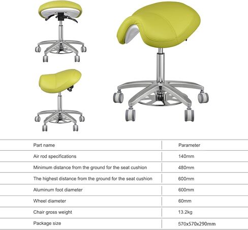 Dental Medical Adjustable Doctor Saddle Chair Enlarge & Widen Seat Cushion Foot Control Green in Kuwait