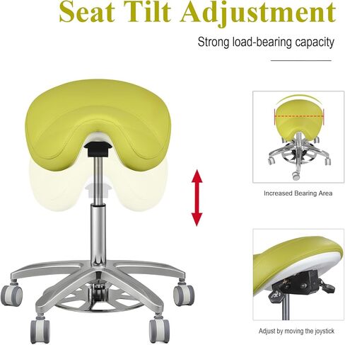 Dental Medical Adjustable Doctor Saddle Chair Enlarge & Widen Seat Cushion Foot Control Green in Kuwait