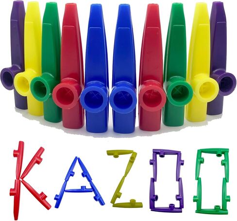32 قطعة من الكازو البلاستيكي مع 36 قطعة من أغشية كازو فلوت، مجموعة كبيرة من الألوان المتعددة من الكازو لنغمات الآلات الموسيقية للبالغين لحفلات الفصل الدراسي لأغراض كوميدية أو مرحة in Kuwait