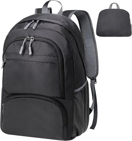 Holyluck 20L خفيفة الوزن قابلة للتنزه في حقيبة ظهر قابلة للطي للرجال للرجال سفر صغير سفر في الهواء الطلق قابلة للطي كيس الكتف الأسود in Kuwait