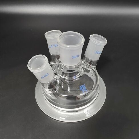 زجاجة مفاعل أسطوانية مفتوحة ذات طبقة واحدة مع قاع 10 لتر، شفة 150 مم، مشبك من الفولاذ المقاوم للصدأ، وصلة مائلة 4 جوانب، مركز 34/45، جانب 24/40 in Kuwait