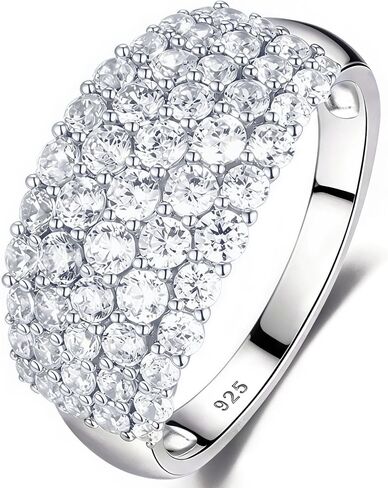 AIHUASI JEWELRY Wide Wedding Bands for Her AAAAA 925 Sterling Silver Engagement Rings for Women Bridal Eternity Cz Size 5-10 in Kuwait