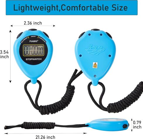 ساعة توقيت رياضية بسيطة، مؤقت ساعة توقيت فقط، 2 حزمة من مؤقت ساعة توقيت رقمية كبيرة الحجم مع وظيفة تشغيل/إيقاف، لا يوجد منبه ساعة توقف رقمية صامتة لمدربي الأطفال الرياضيين (أزرق) in Kuwait