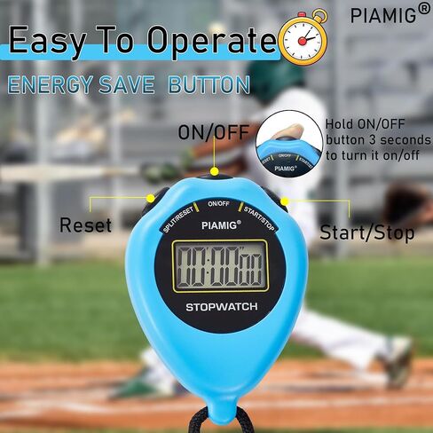 ساعة توقيت رياضية بسيطة، مؤقت ساعة توقيت فقط، 2 حزمة من مؤقت ساعة توقيت رقمية كبيرة الحجم مع وظيفة تشغيل/إيقاف، لا يوجد منبه ساعة توقف رقمية صامتة لمدربي الأطفال الرياضيين (أزرق) in Kuwait