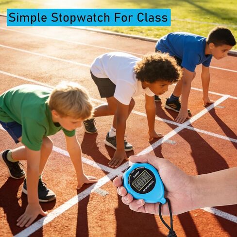 ساعة توقيت رياضية بسيطة، مؤقت ساعة توقيت فقط، 2 حزمة من مؤقت ساعة توقيت رقمية كبيرة الحجم مع وظيفة تشغيل/إيقاف، لا يوجد منبه ساعة توقف رقمية صامتة لمدربي الأطفال الرياضيين (أزرق) in Kuwait