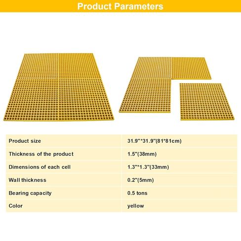 31.9"x31.9" Fiberglass Floor Grating Car Wash FRP Grating 0.5 tons Bearing Capacity Yellow in Kuwait