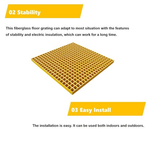 31.9"x31.9" Fiberglass Floor Grating Car Wash FRP Grating 0.5 tons Bearing Capacity Yellow in Kuwait