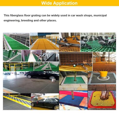 31.9"x31.9" Fiberglass Floor Grating Car Wash FRP Grating 0.5 tons Bearing Capacity Yellow in Kuwait
