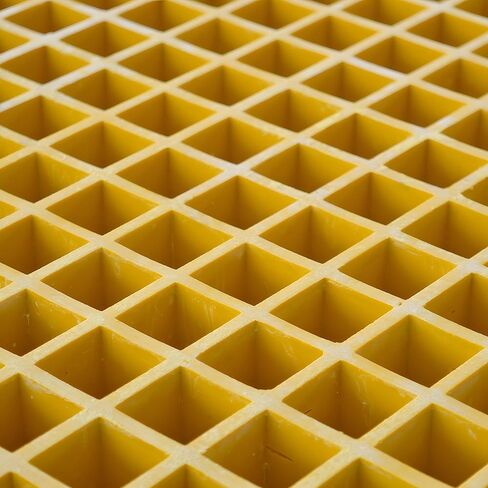 31.9"x31.9" Fiberglass Floor Grating Car Wash FRP Grating 0.5 tons Bearing Capacity Yellow in Kuwait
