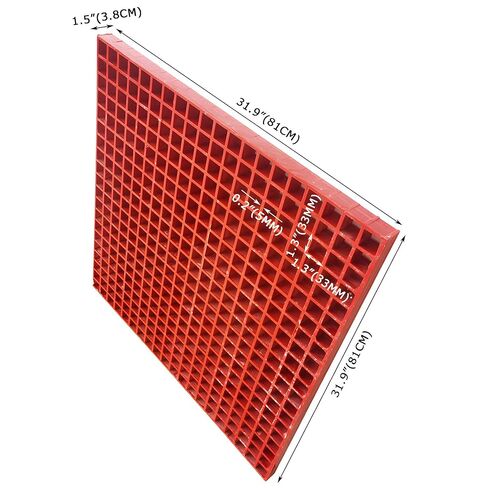 31.9"x31.9" Red FRP Grating Fiberglass Floor Grating 0.5 tons Bearing Capacity 1.5" Thickness in Kuwait