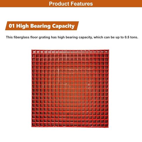 31.9"x31.9" Red FRP Grating Fiberglass Floor Grating 0.5 tons Bearing Capacity 1.5" Thickness in Kuwait