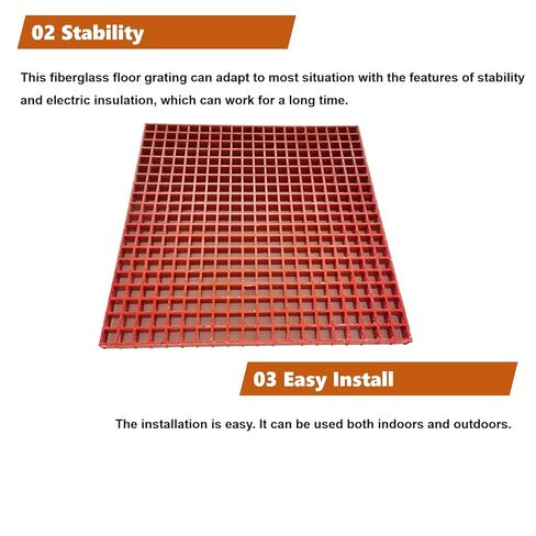 31.9"x31.9" Red FRP Grating Fiberglass Floor Grating 0.5 tons Bearing Capacity 1.5" Thickness in Kuwait