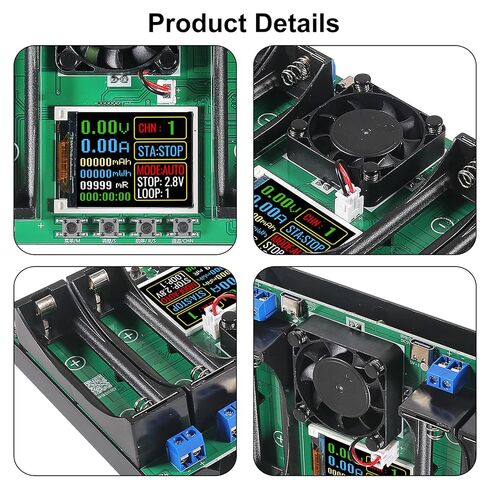Type-C 18650 Lithium Battery 4 Channel Capacity Tester Module MAh MWh Digital Battery Power Detector Module 18650 Tester Type-C in Saudi Arabia