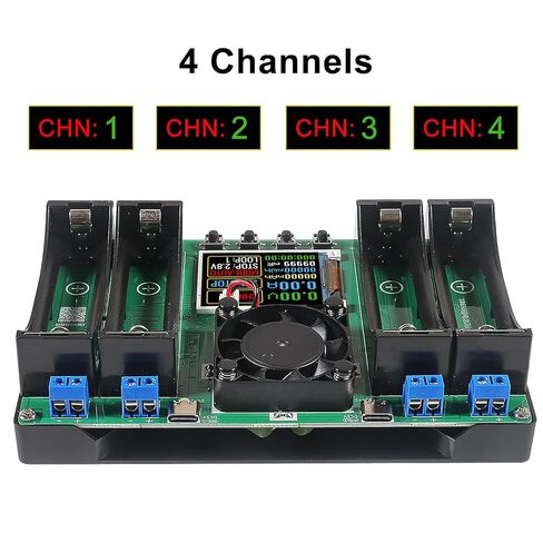 Type-C 18650 Lithium Battery 4 Channel Capacity Tester Module MAh MWh Digital Battery Power Detector Module 18650 Tester Type-C in Saudi Arabia