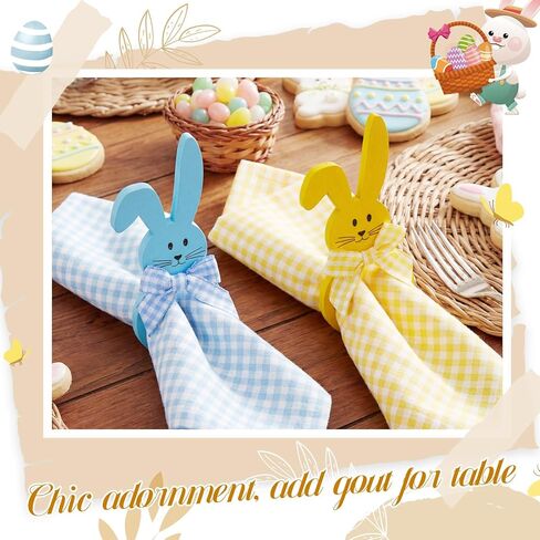 Patelai 24 Pcs Wooden Easter Bunny Rabbit Napkin Rings Thin Wooden Dinner Easter Napkins Ring for Table Dinner Party Decoration Holiday Celebration in Saudi Arabia