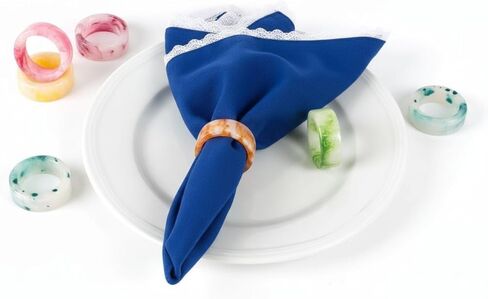 حلقة منديل من الراتنج مع زخارف طاولة لامعة لحفلات الزفاف وحفلات الزفاف وحفلات الزفاف وعيد الميلاد وحفلات العشاء (متعددة، عبوة من 12 قطعة) in Kuwait