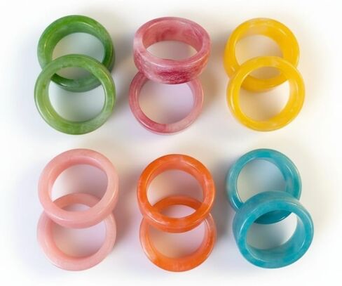 حلقة منديل من الراتنج مع زخارف طاولة لامعة لحفلات الزفاف وحفلات الزفاف وحفلات الزفاف وعيد الميلاد وحفلات العشاء (متعددة، عبوة من 12 قطعة) in Kuwait