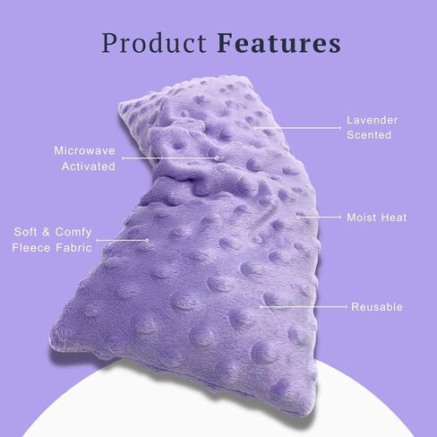 وسادة تسخين من مومو قابلة للاستخدام في الميكروويف - وسادة تسخين في الميكروويف برائحة اللافندر لتخفيف الألم والتشنجات وآلام العضلات والمفاصل والرقبة والكتف وآلام الظهر، حزمة حرارية رطبة مضغوطة دافئة (الخزامى) in Kuwait