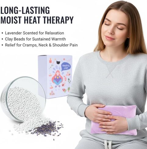 وسادة تسخين قابلة للاستخدام في الميكروويف - تخفيف دافئ متعدد الأغراض للرقبة والأكتاف وعضلات أسفل الظهر والمغص واضطرابات المعدة، نسيج ناعم صديق للبشرة، محمول للمنزل/المكتب/السفر in Kuwait