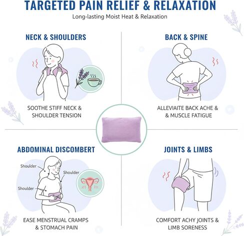 وسادة تسخين قابلة للاستخدام في الميكروويف - تخفيف دافئ متعدد الأغراض للرقبة والأكتاف وعضلات أسفل الظهر والمغص واضطرابات المعدة، نسيج ناعم صديق للبشرة، محمول للمنزل/المكتب/السفر in Kuwait