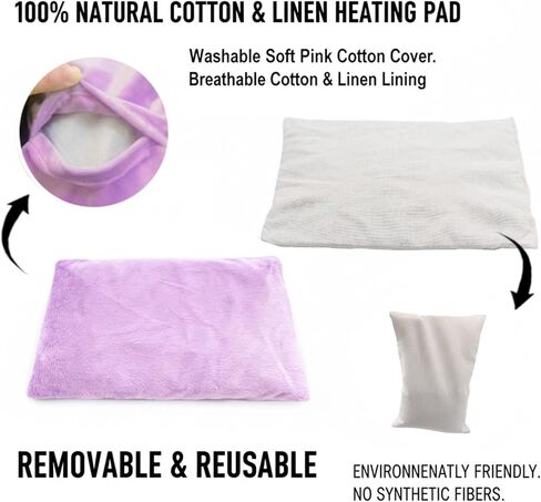 وسادة تسخين قابلة للاستخدام في الميكروويف - تخفيف دافئ متعدد الأغراض للرقبة والأكتاف وعضلات أسفل الظهر والمغص واضطرابات المعدة، نسيج ناعم صديق للبشرة، محمول للمنزل/المكتب/السفر in Kuwait