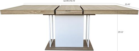 Extendable Dining Table for 6–10 People, 160–200 cm Rustic Aged Wood Expandable Kitchen Table, Modern Wooden Dining Room Table with Thick Top & Wide Pedestal Base for Family Gatherings in Saudi Arabia