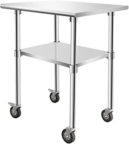 Stainless Steel Table with Wheels for Food Prep & Work Upgraded Package Commercial Worktables, Stainless Table for Restaurant, Home, Kitchen, Garage,36''x18'' in Kuwait