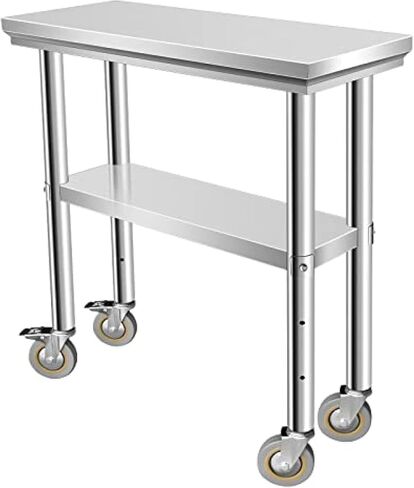 Stainless Steel Table with Wheels for Food Prep & Work Upgraded Package Commercial Worktables, Stainless Table for Restaurant, Home, Kitchen, Garage,36''x18'' in Saudi Arabia