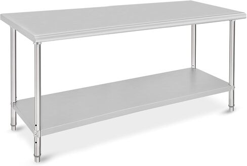 Food Prep Stainless Steel Table - [72x30x35 Inch], [ NSF Certified ], Without Wheel and Backsplash, Adjustable Under Shelf, Heavy Duty, Commercial Use, Ideal for Restaurant, Home in Saudi Arabia