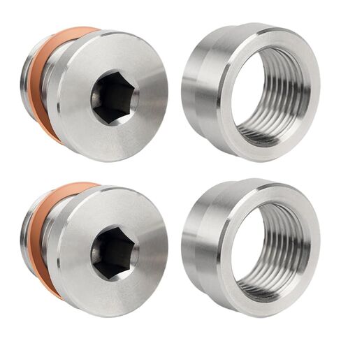 M18x1.5 Oxygen Sensor Weld Bungs & Plugs Kit (2 Bungs/2 Plugs) - Stainless Steel Welding Adapters in Kuwait