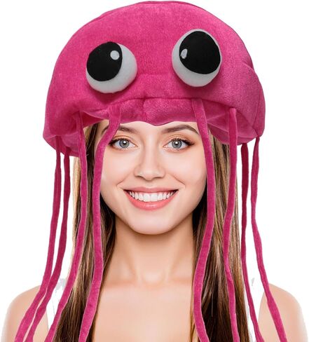 قبعات أزياء قناديل البحر. قبعة أزياء قنديل البحر المصنوعة يدويًا. مقاس واحد يناسب معظم ملابس الأزياء (الوردي) in Kuwait